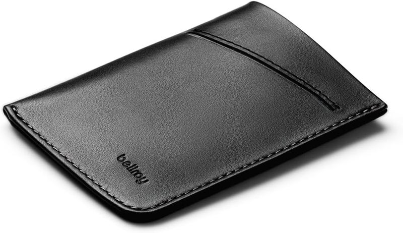 BELLROY Card Sleeve (Premium Leather Card Holder or Minimalist Wallet, Holds 2-8 Cards or Business Cards, Folded Note Storage) - Black - Image 1